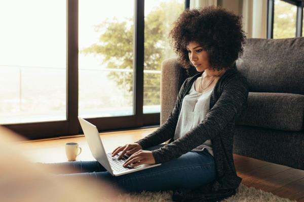 young  woman using laptop